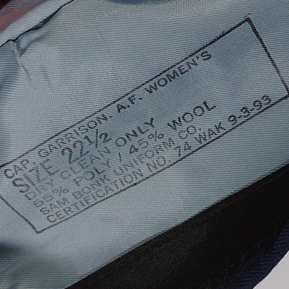 Women's A.F. Garrison Cap – Size 22-1/2, Sam Bonk Uniform Co., Poly/Wool Blend - Picture 3 of 4